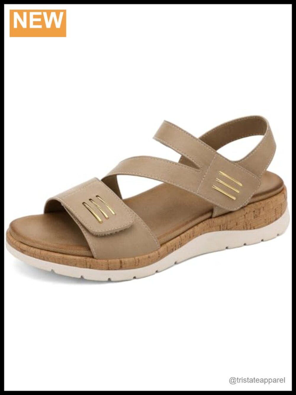 Womens Low Wedge Walking Sandals with Arch Support